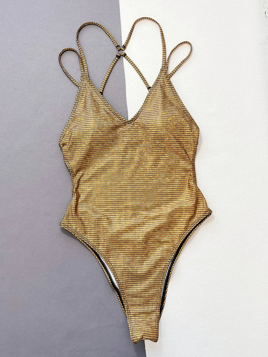 Maillot de bain doré 1 pièce avec une teinte légèrement brillante 