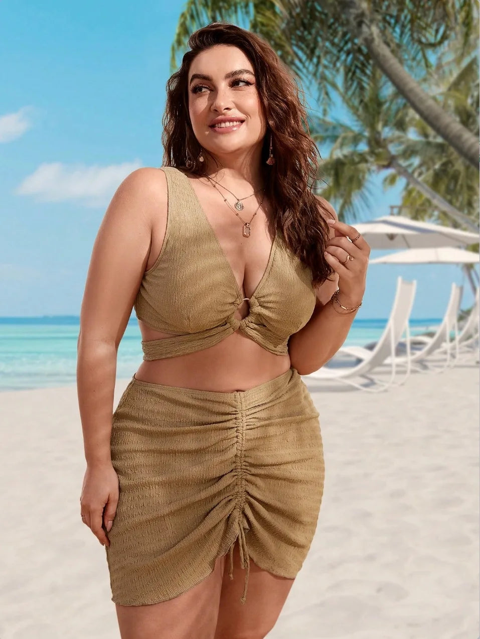 Maillot de bain grande taille couleur sable